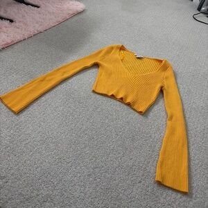 Yellow Long Sleeve Crop Top